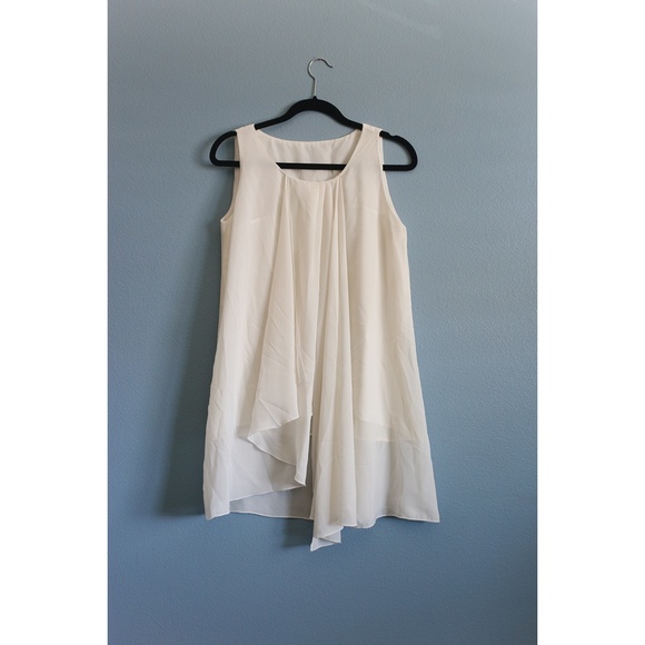 White Chiffon Goddess Tunic, Asymmetrical Layers - Picture 2 of 4